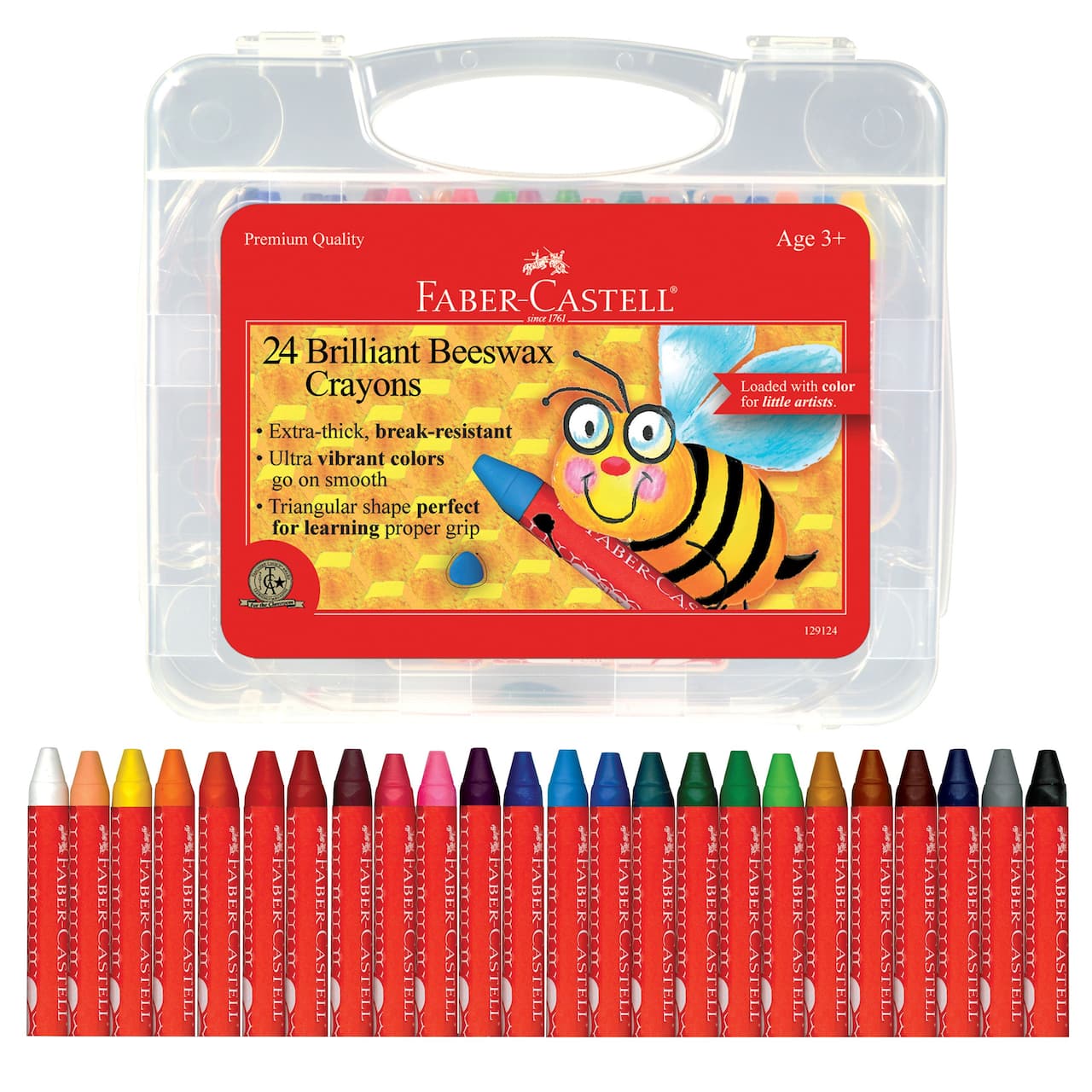 Faber-Castell 24 Color Brilliant Beeswax Crayons in Storage Case